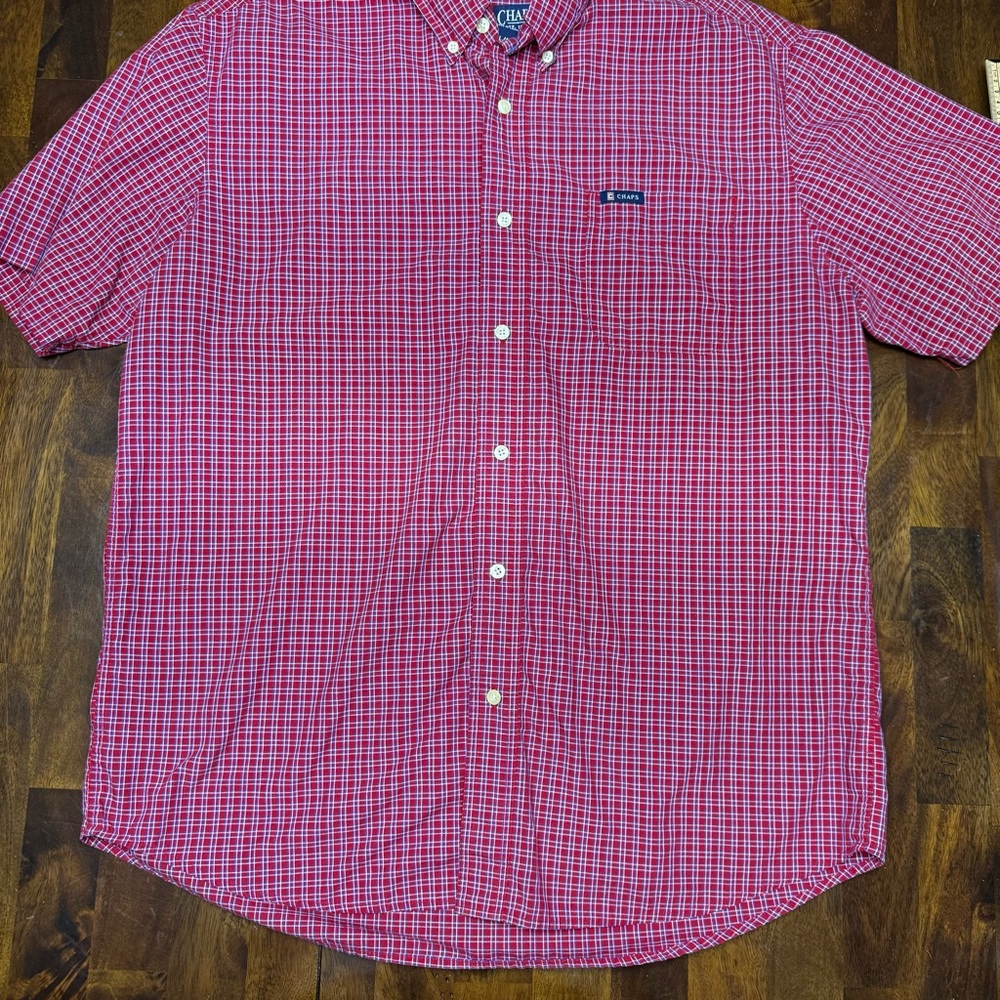 Chaps Red Casual Button Down Shirt Classic Gingham